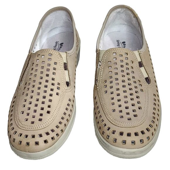 Spring Step Leather Upper Slip On Shoes Cut Out Flats Beige Size 9US 40 Portugal - Picture 16 of 16